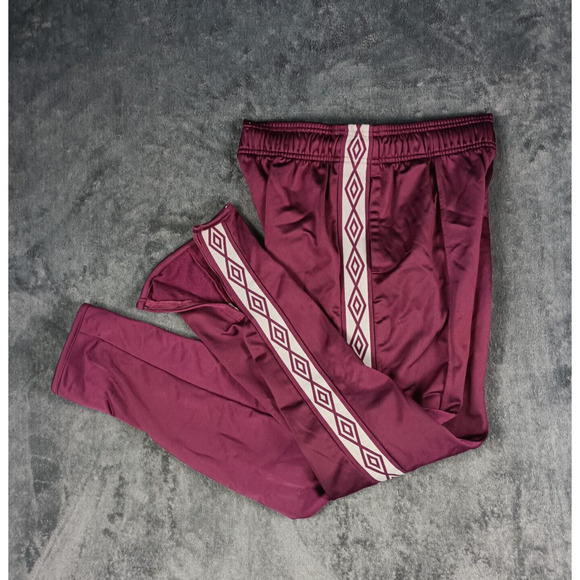 Umbro Pants - Umbro Track Pants Women Small Burgundy Logo Zip Ankle Y2K